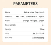 LED Automatic Retractable Dog Leash 5M